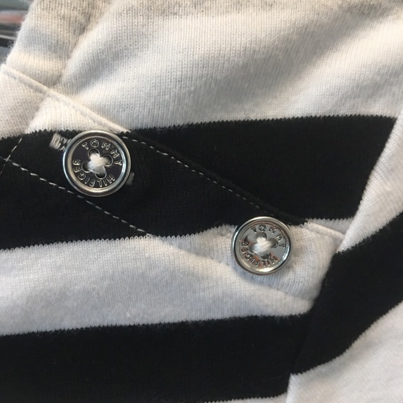 Tommy Hilfiger white black gray striped sweater buttons Size XL - Picture 4 of 6